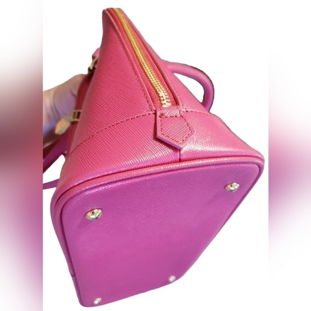 Samantha Thavasa Pink Handbag purse with handles & strap gold lock & keys EUC - Picture 6 of 16